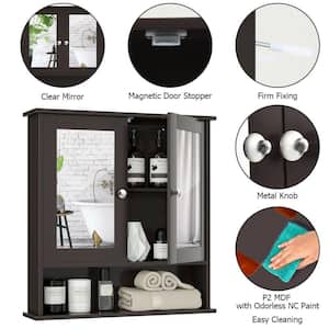 22 in. W x 23 in. H Brown Surface Mount Medicine Cabinet with Mirror