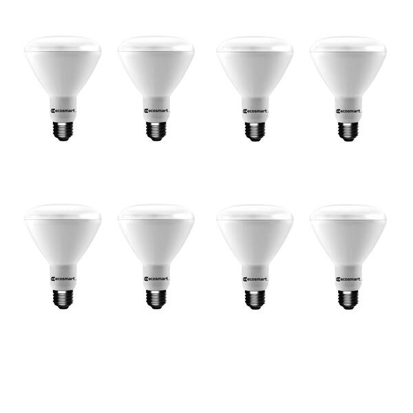 8-Pack EcoSmart 75W Equivalent Soft White BR30 Dimmable LED Light Bulb 