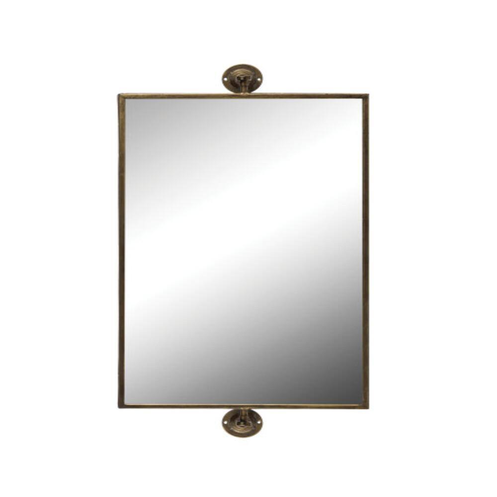 Antique Gold Rectangular Metal Wall Mirror with Wood Frame