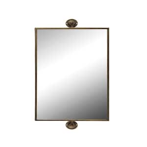 14 in. W x 27.75 in. H Rectangle Iron Framed Gold Antique Wash Finish Decorative Mirror