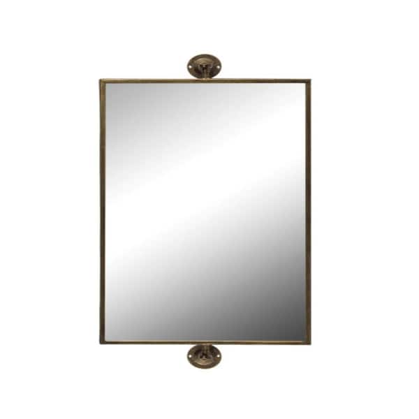 Storied Home 14 in. W x 27.75 in. H Rectangle Iron Framed Gold Antique Wash Finish Decorative Mirror