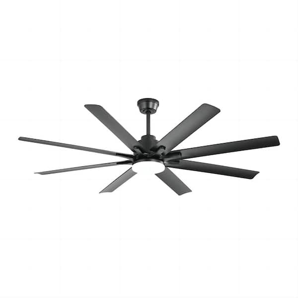 Keazile Swirl 66 in. Indoor Matte Black Ceiling Fan with Hanging Control and Reversible Motor