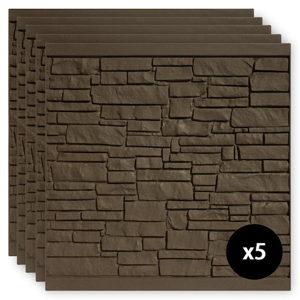 SimTek 6 ft. x 6 ft. EcoStone Dark Brown Composite Fence Panel Pack