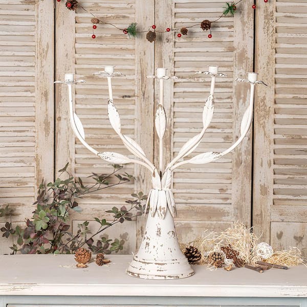 Unbranded Vintage Ancient White Metal Candle Holders for Elegant Home Decor, Romantic Wedding Props, Festive Candelabra Decoration