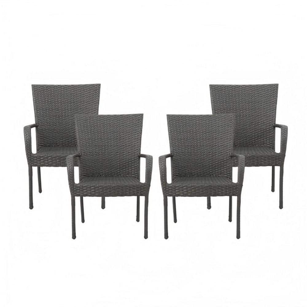 35 in. H Rattan Outdoor Dining Chairs Wicker Stackable Patio Chairs in Gray Set of 4 price history on PriceWatchPro