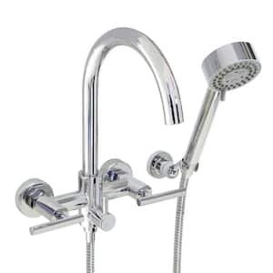 Modern 6 in. 2-Handle 3-Spray Tub and Shower Faucet with Massage Hand Held Shower in Polished Chrome (Valve Included)