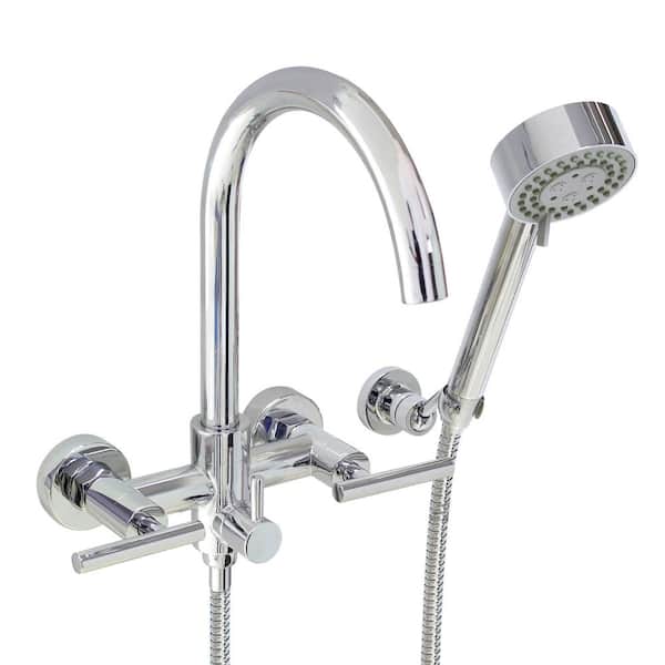 MODONA Modern 6 in. 2-Handle 3-Spray Tub and Shower Faucet with Massage Hand Held Shower in Polished Chrome (Valve Included)