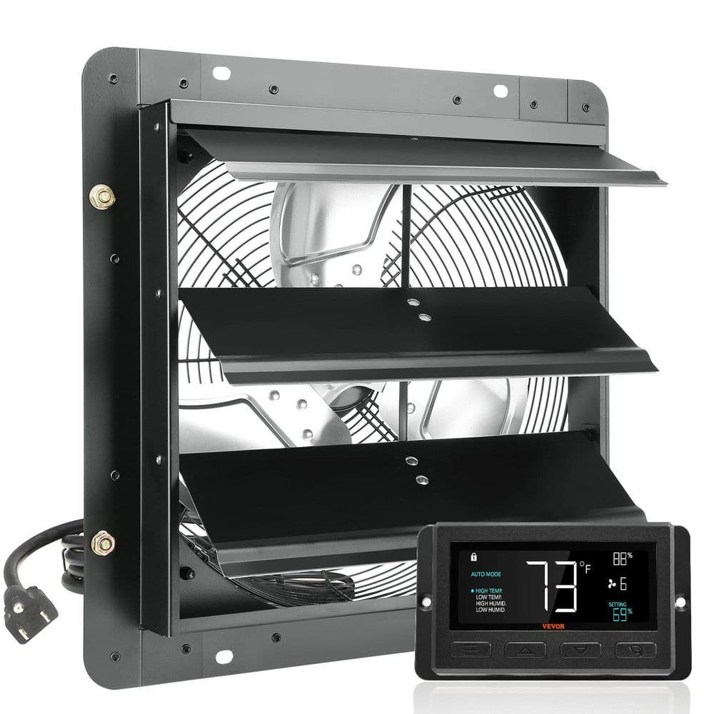 14 in. 1513 CFM Black Electric Power Wall Mount Attic Fan, 10-Speed Adjusta
