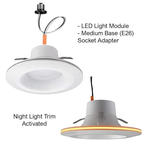 Night Light Feature 670 Lumens, 6 Inch Recessed Light Trim Home Depot
