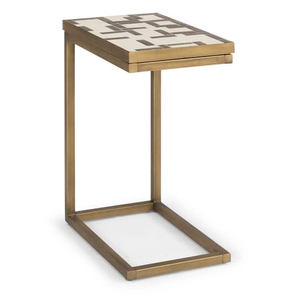 HOMESTYLES Geometric II Mosaic Tile Gold and Cream Pull-Up Table