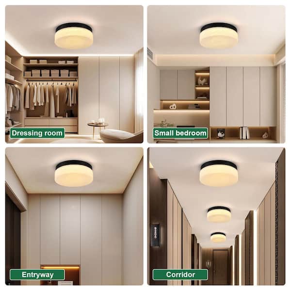 Basdien 14 in. Black Closet Light LED Flush Mount Ceiling Light Fixture 810LM Bright White 6500K Bathroom Lighting Laundry Room Basdien 14 in. Black Closet Light LED Flush Mount Ceiling Light Fixture 810LM Bright White 6500K Bathroom Lighting Laundry Room