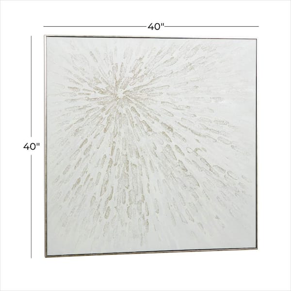 Canvas Abstract Handmade Framed Wall Art with Silver Frame White -  CosmoLiving by Cosmopolitan