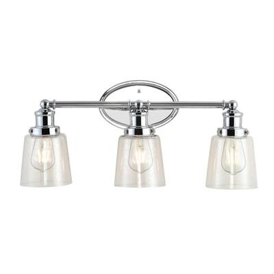 JONATHAN Y Beverly 31.75 in. 4-Light Chrome Iron/Seeded Glass Classic ...
