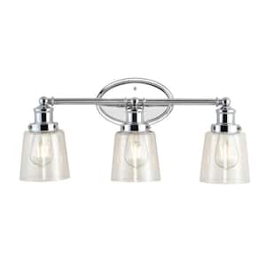 Beverly 22.5 in. 3-Light Chrome Iron/Seeded Glass Classic Cottage LED Vanity Light