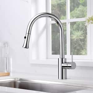 Single-Handle Pull-Down Sprayer Kitchen Faucet with 2-Function Sprayhead in Chrome