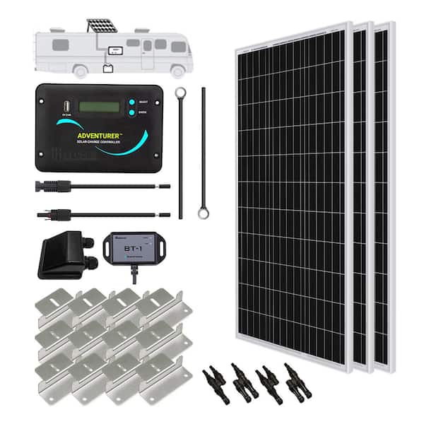 Renogy 300-Watt 12-Volt Monocrystalline Solar RV Kit with 30 Amp PWM LCD Charge Controller