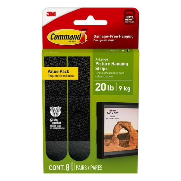 20 lbs. Black Picture Hanging Strips (8-Pack) (8-Pairs of Strips)