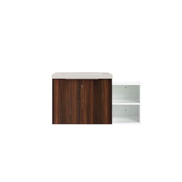 Stafford 36 in. W x 18.1 in. D x 19.3 in. H Floating Bath Vanity in California Walnut with White Resin Vanity Top