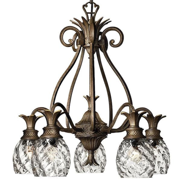 HINKLEY - Plantation 5-Light Pearl Bronze Shaded Chandelier