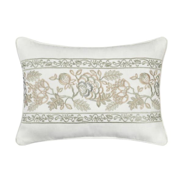 Flaire Sage Polyester Floral Boudoir Decorative 15 in. L x 21 in. W Throw Pillow