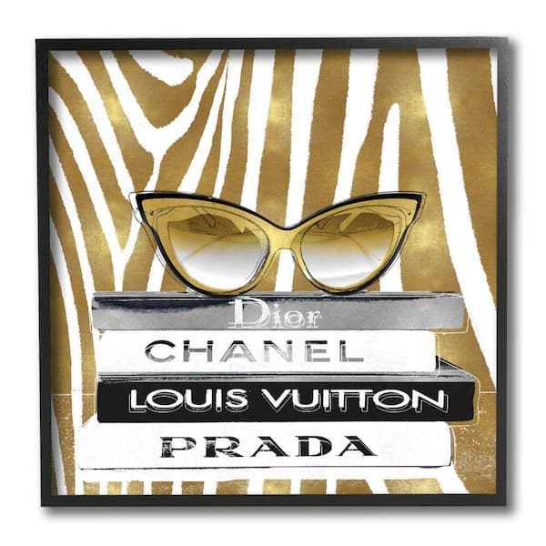 Stupell Industries Sun Glasses Designer Books Gold Zebra Pattern by  Madeline Blake Framed Abstract Texturized Art Print 12 in. x 12 in.  ad-632_fr_12x12 - The Home Depot