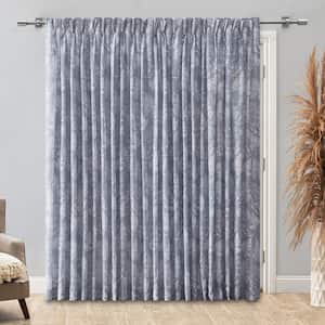 Wild Meadows Grey Polyester Floral 100 in. W x 84 in. L Pinch Pleat Patio Sheer Curtain (Single Panel)