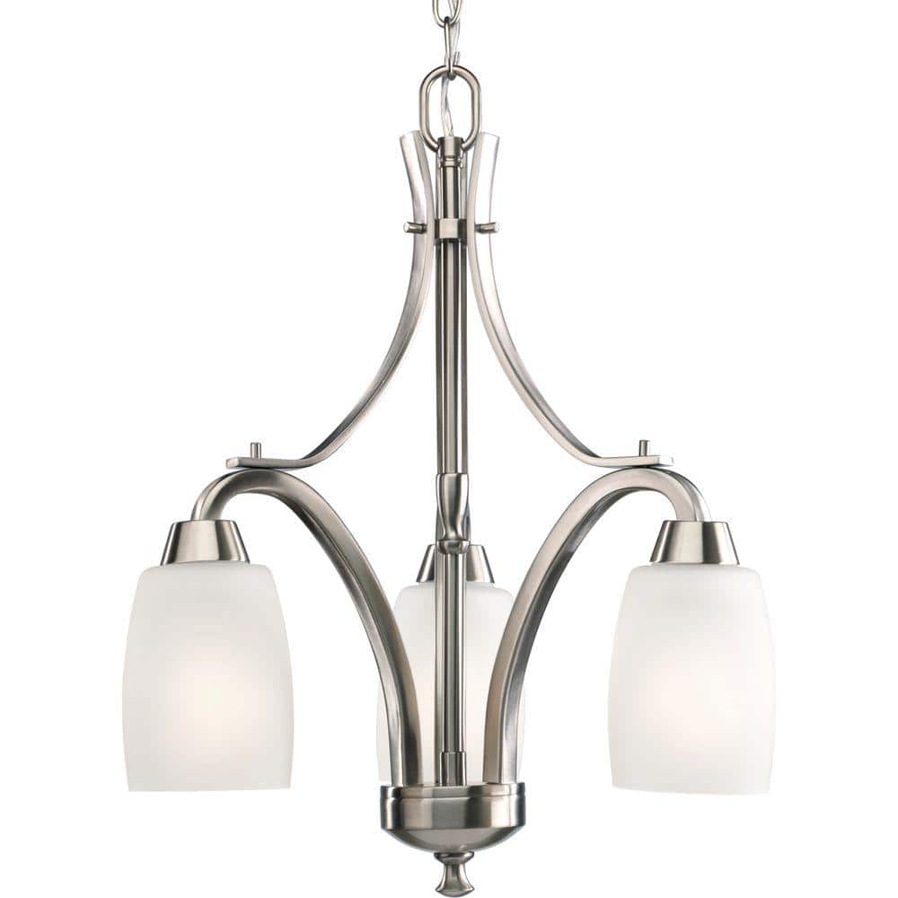 Wisten Collection 3-Light Brushed Nickel Etched Glass Modern Chandelier Lig