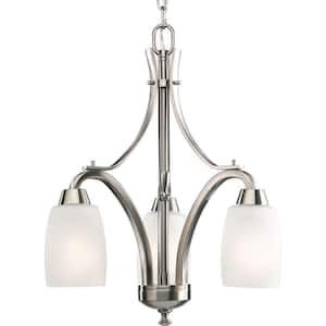 Wisten Collection 3-Light Brushed Nickel Etched Glass Modern Chandelier Light