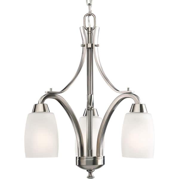 Wisten Collection 3-Light Brushed Nickel Etched Glass Modern Chandelier Light