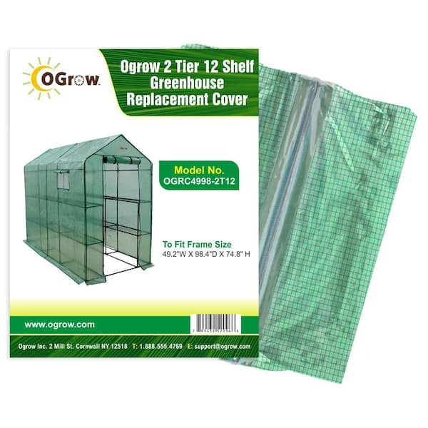 Ogrow Machrus Ogrow Premium PE Greenhouse Replacement Cover for Walk in Greenhouse  Fits Frame 98 in.Lx49 in.Wx75 in.H