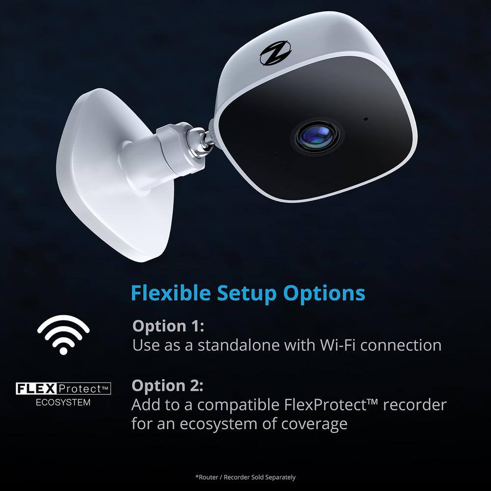 White Wireless Indoor Security Camera with Night Vision and Audio