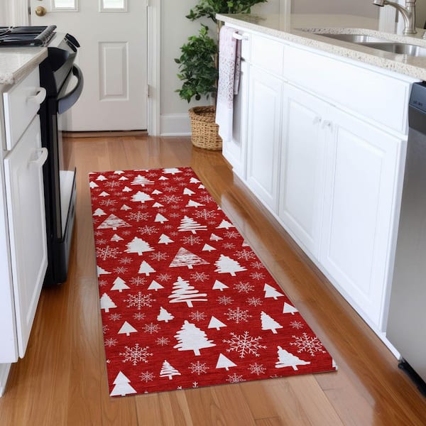 Chantille Machine Washable Indoor/Outdoor Abstract ACN1815 Red 2 ft. 3 in. x 7 ft. 6 in. Runner Rug