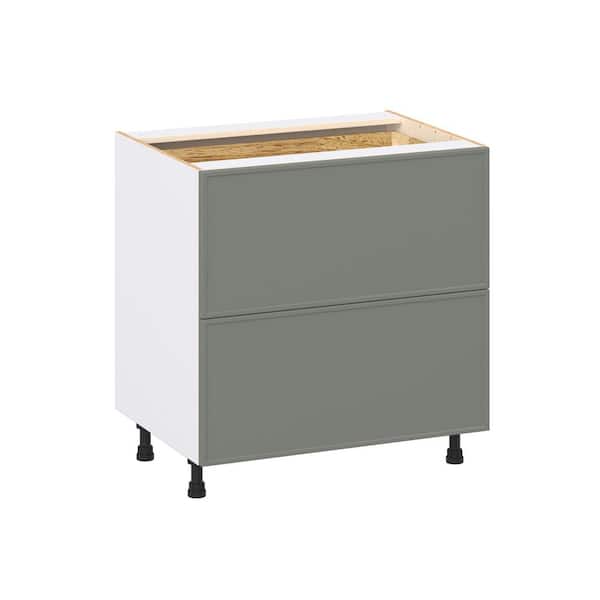 Fairview 33 in. W x 24 in. D x 34.5 in. H Assembled Slim Shaker Drawer Base Kitchen Cabinet in Moss Green with 3-Drawers