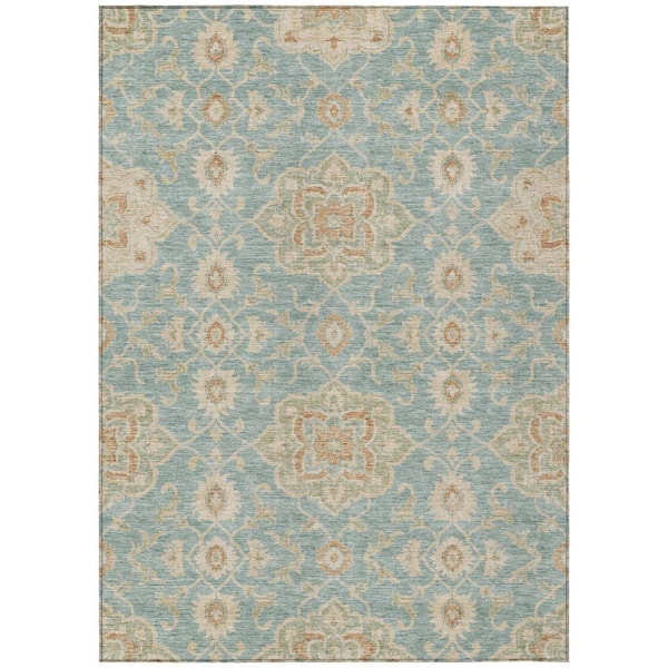 Chantille Machine Washable Indoor/Outdoor Abstract ACN3077 Teal 10 ft. x 14 ft. Area Rug