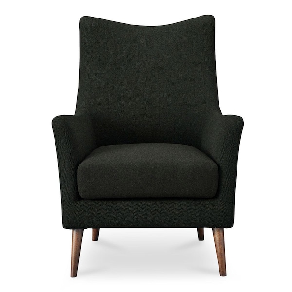 Percival Olive Wool Blend Accent Chair with Solid Rubber Wood Legs and FSC-Certified Frame