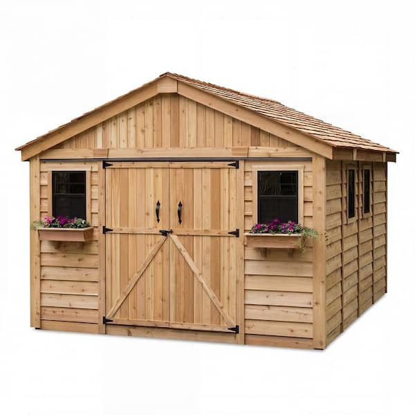 Barn‑Style 12 ft. x 16 ft. Western Red Cedar SpaceMaster Shed with Cedar Roof