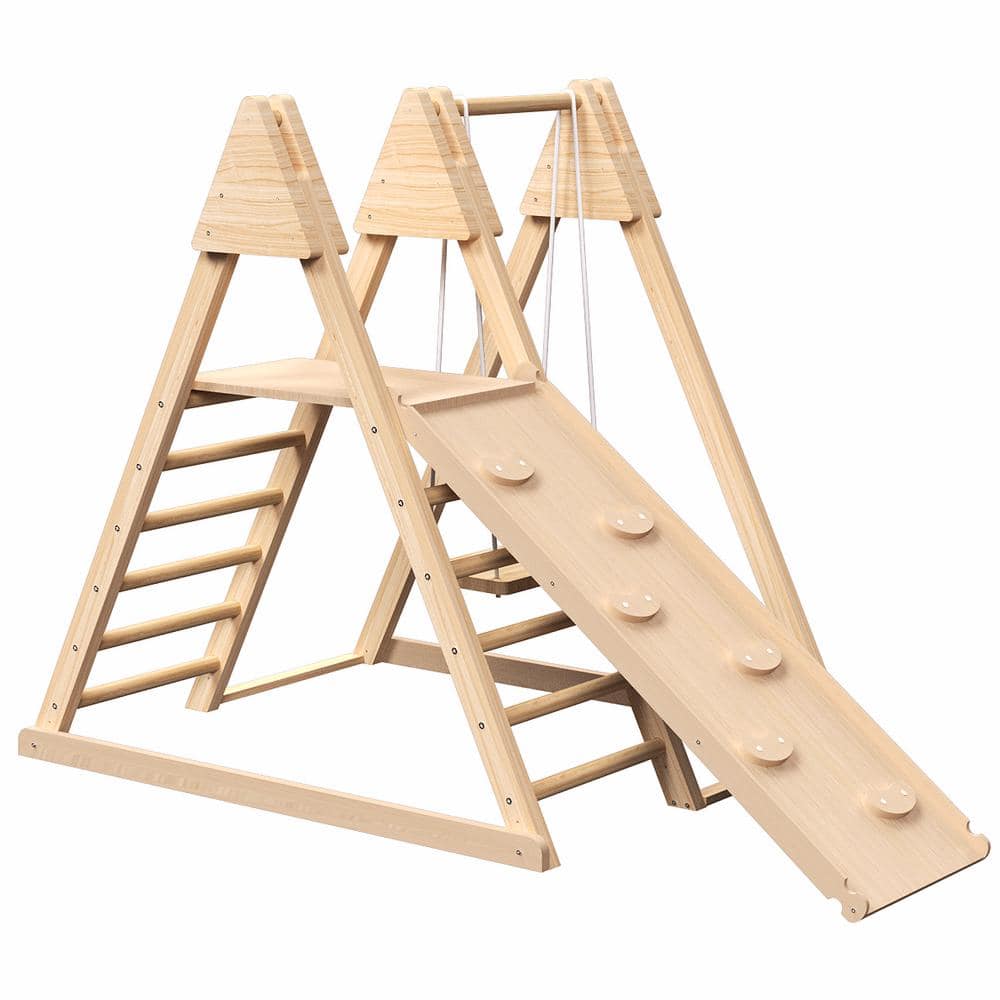 GOGEXX Indoor Playground Wooden Baby Swing, Slide, Ladder GOGEXX Indoor Playground Wooden Baby Swing, Slide, Ladder