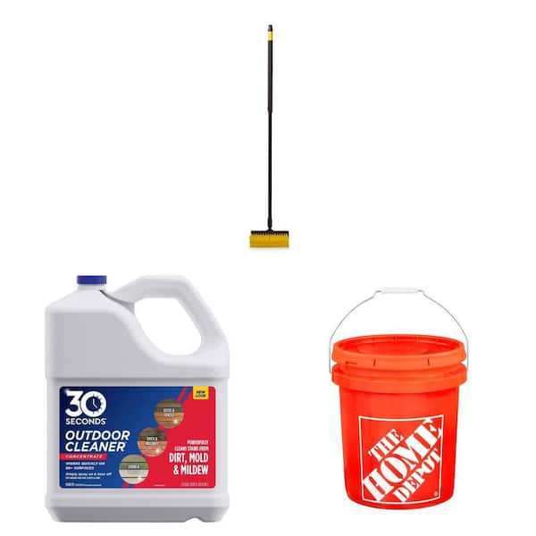 Bi Level Scrub Brush, 2.5 Gal. Outdoor Cleaner Concentrate and 5 Gallon Bucket Combo