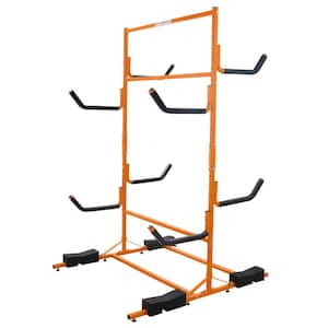 800 lbs. Capacity 2- Sided Kayak Storage Rack Freestanding Stand for 6 Paddleboards, Canoes, Boats, Adjustable Arms