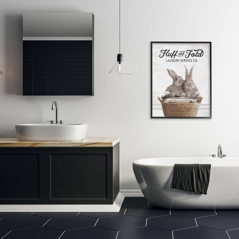 Vintage Laundry Service Bunnies by Lettered and Lined Black Framed Typography Giclee Art Print 30 in. x 24 in. price history on PriceWatchPro