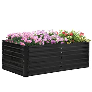 71 in. L x 36 in. W x 23 in. H Black Galvanized Raised Garden Bed, Planter Box with Reinforcing Bars and Open Bottom