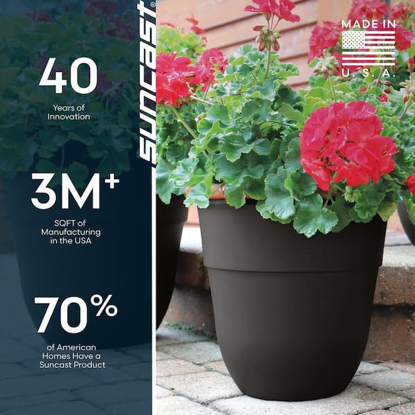 Suncast 15 in. Dia Black Plastic Planter (6-Pack) 1525K6 - The