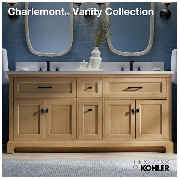 KOHLER Charlemont 25in. Single Sink Freestanding Ferrous Grey Bath Vanity with White Quartz Top Assembled