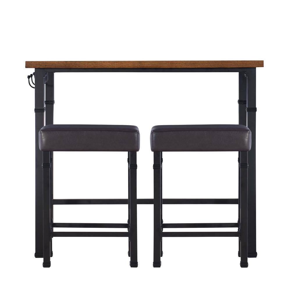 Austin 3-Piece Brown Faux Leather and Wood Pub Set