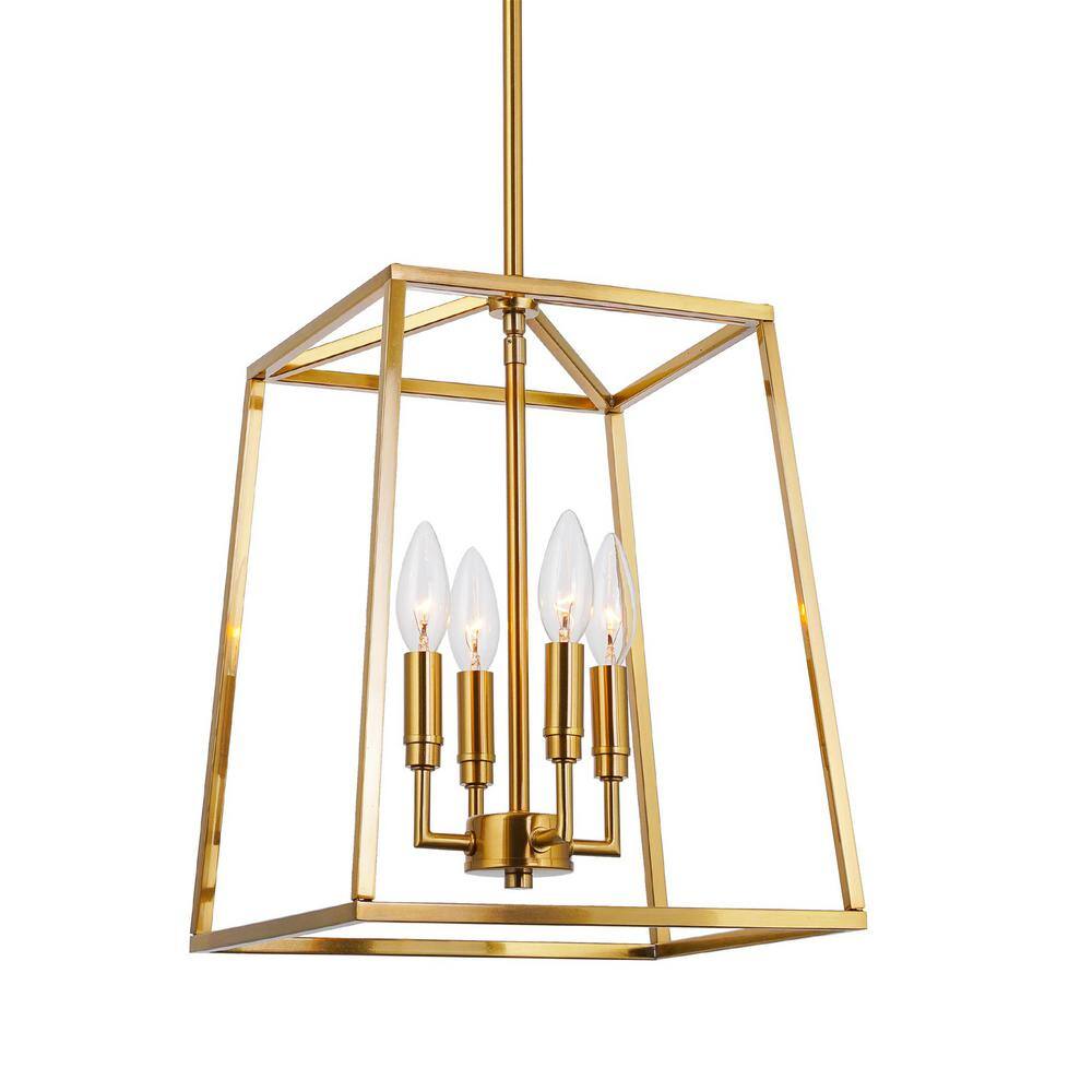 Bellevue 60-Watt 4-Light Cool Brass Farmhouse Pendant Light with Cool Brass Shade, No Bulb Included price history on PriceWatchPro