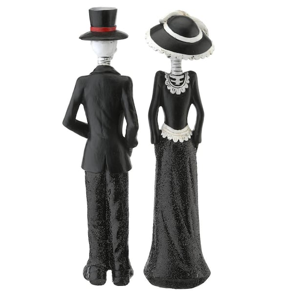 National Tree Company 13 in. Black Outfitted Skeleton Couple RAH