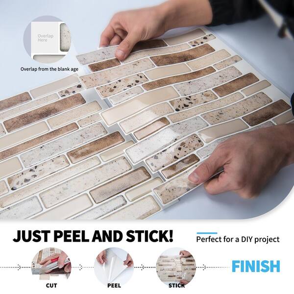 Tile-Peel & Stick Square Mosaic PVC Stain Resistant Peel and Stick