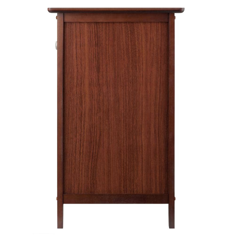 Transitional Walnut Nightstand with Drawer and Cabinet Storage