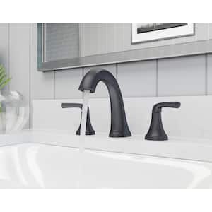 Ladera Single-Handle 3-Spray Tub & Shower Faucet and (2-Pack) 8 in. Widespread Bathroom Faucet in Matte Black
