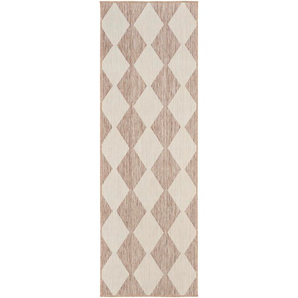 Positano Beige 2 ft. x 10 ft. Diamond Contemporary Runner Area Rug